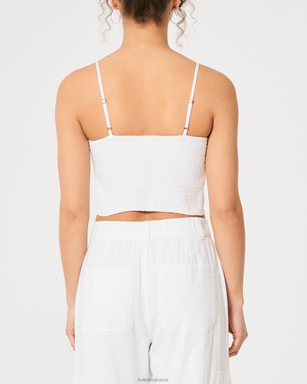 Tops Hollister Women Linen Blend Ruched Bust Top 48820334 White