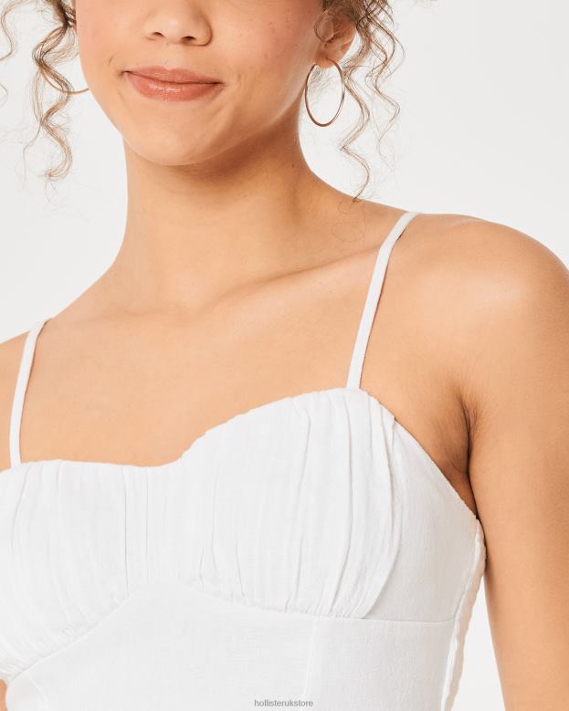 Tops Hollister Women Linen Blend Ruched Bust Top 48820334 White