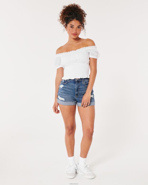 Tops Hollister Women On or Off the Shoulder Smocked Waist Top 48820105 White