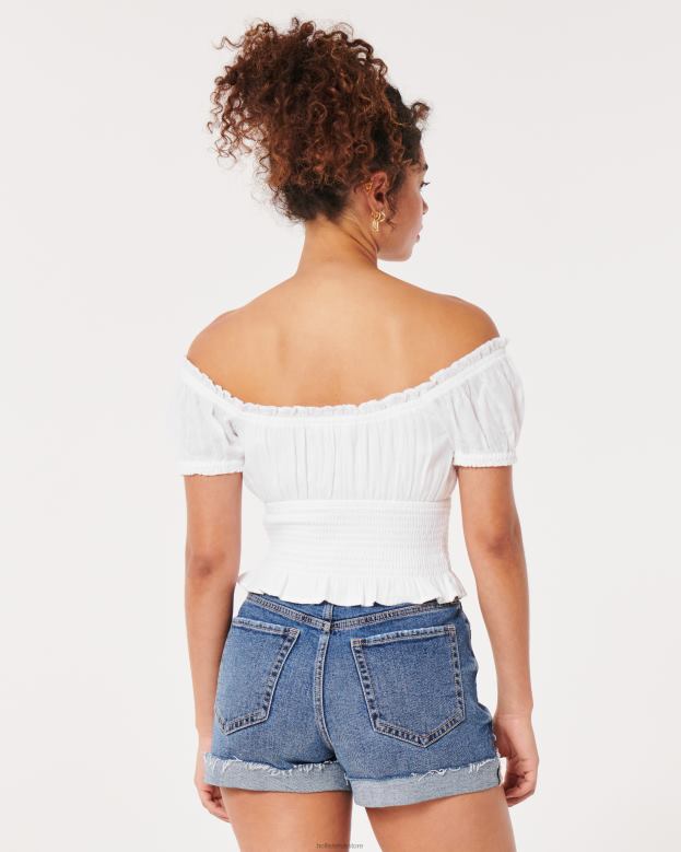 Tops Hollister Women On or Off the Shoulder Smocked Waist Top 48820105 White
