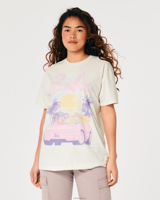 Tops Hollister Women Oversized Barbie Car Graphic Tee 488202 Cream