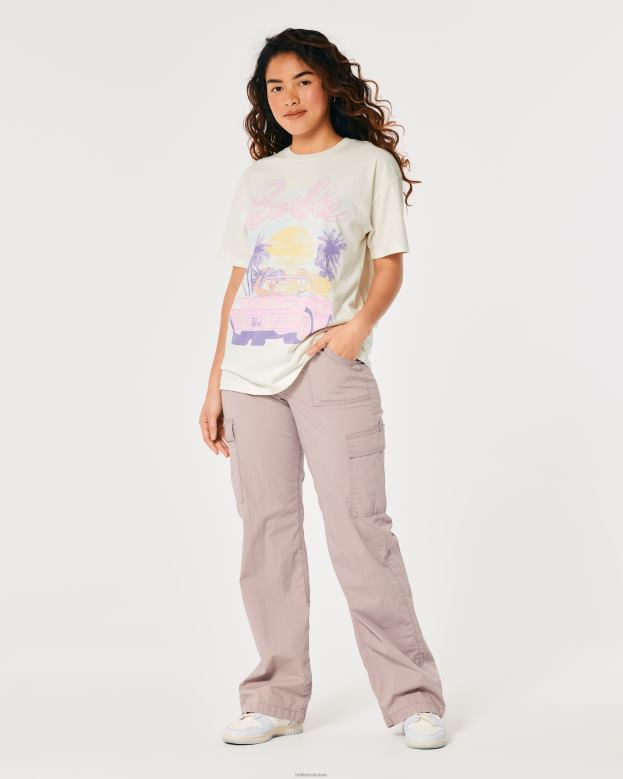 Tops Hollister Women Oversized Barbie Car Graphic Tee 488202 Cream