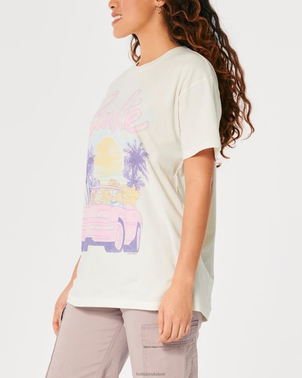 Tops Hollister Women Oversized Barbie Car Graphic Tee 488202 Cream