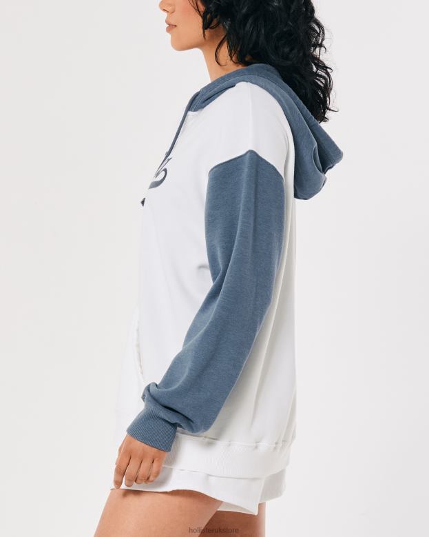 Tops Hollister Women Oversized California Graphic Full-Zip Hoodie 48820259 Navy And White