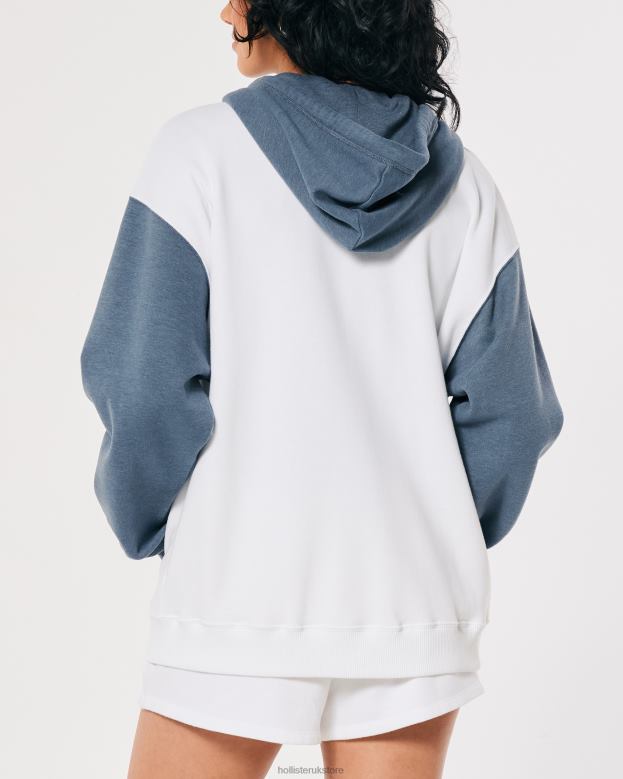 Tops Hollister Women Oversized California Graphic Full-Zip Hoodie 48820259 Navy And White