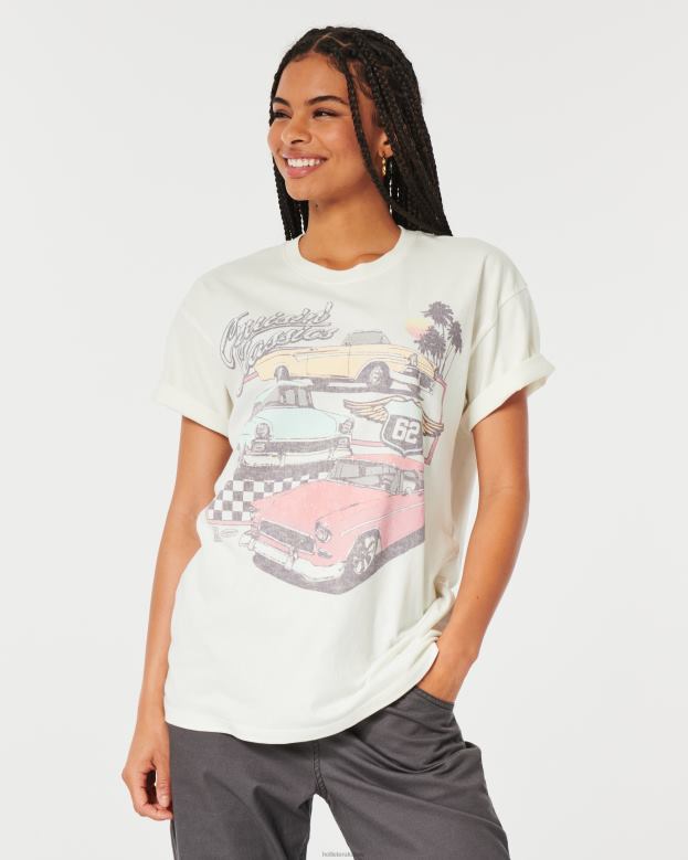 Tops Hollister Women Oversized Classic Car Graphic Tee 4882061 White