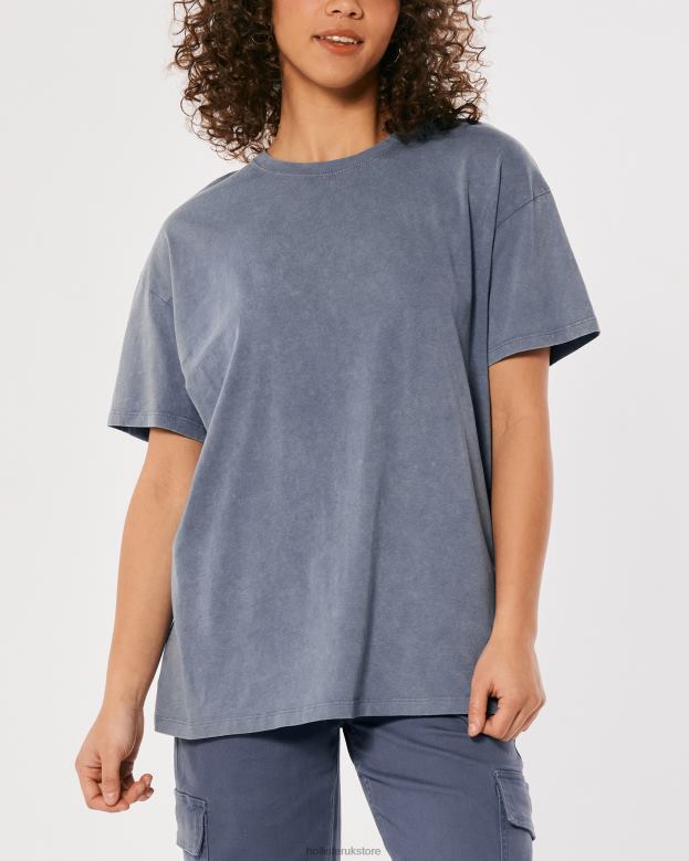 Tops Hollister Women Oversized Crew T-Shirt 4882063 Blue