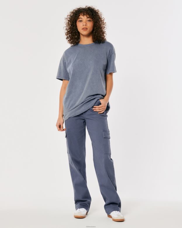 Tops Hollister Women Oversized Crew T-Shirt 4882063 Blue