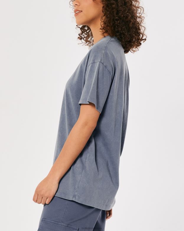 Tops Hollister Women Oversized Crew T-Shirt 4882063 Blue