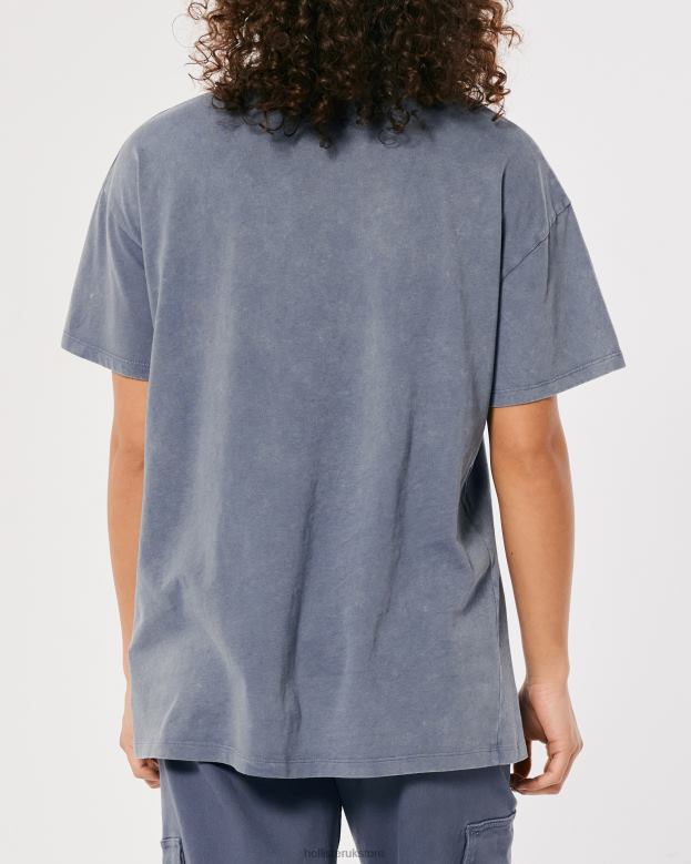 Tops Hollister Women Oversized Crew T-Shirt 4882063 Blue