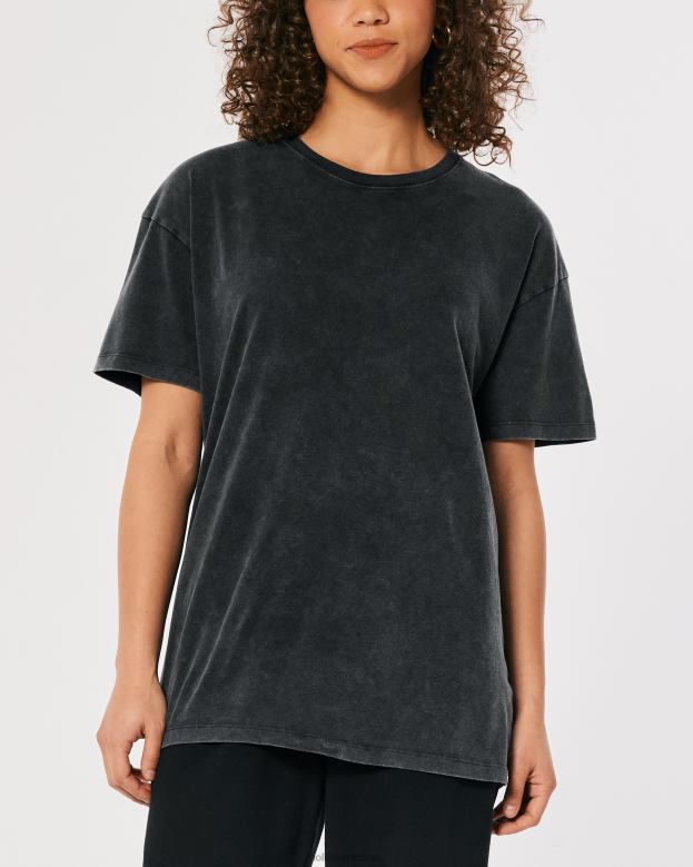 Tops Hollister Women Oversized Crew T-Shirt 4882089 Black