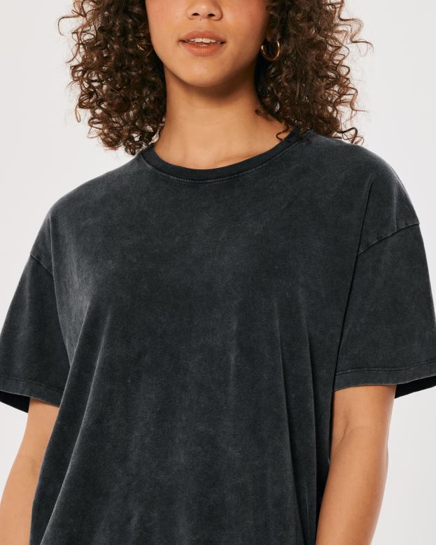 Tops Hollister Women Oversized Crew T-Shirt 4882089 Black