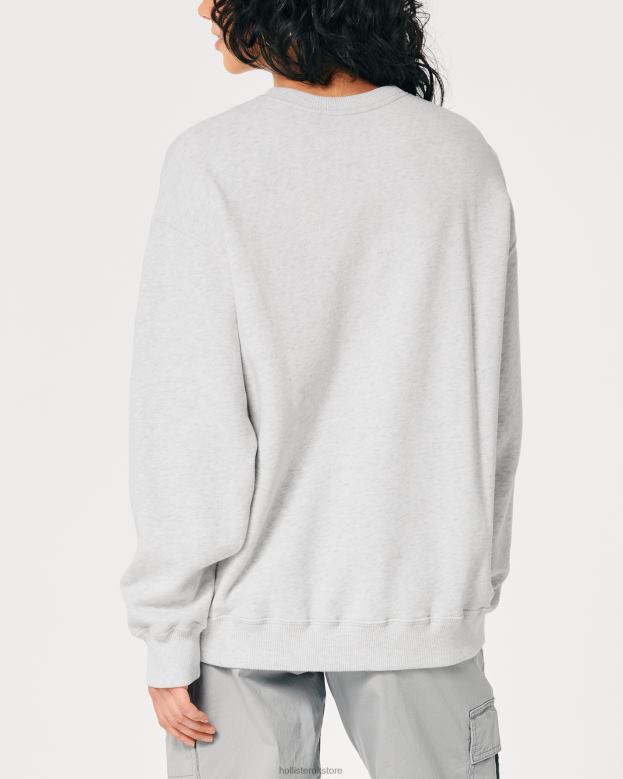 Tops Hollister Women Oversized Icon Crew Sweatshirt 4882028 Light Heather Grey
