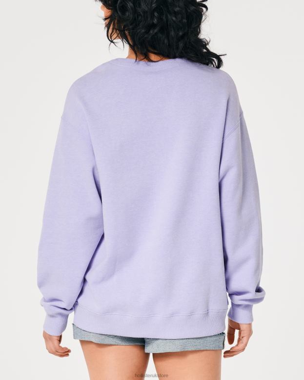 Tops Hollister Women Oversized Logo Icon Crew Sweatshirt 4882025 Lavender