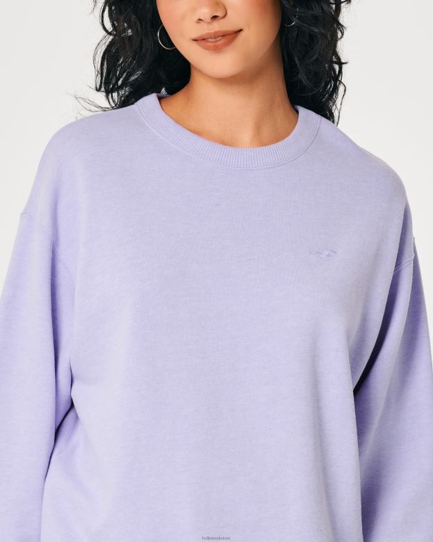 Tops Hollister Women Oversized Logo Icon Crew Sweatshirt 4882025 Lavender