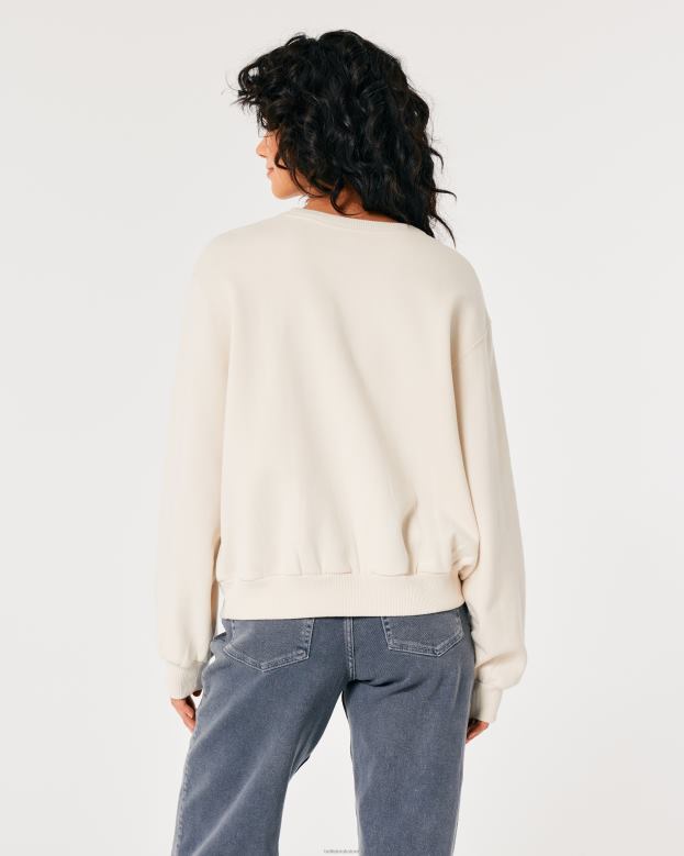 Tops Hollister Women Oversized London Graphic Crew Sweatshirt 4882046 Cream