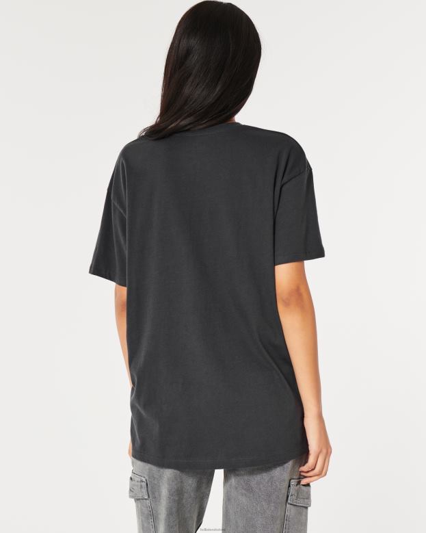 Tops Hollister Women Oversized Mickey Mouse Graphic Tee 48820127 Dark Grey