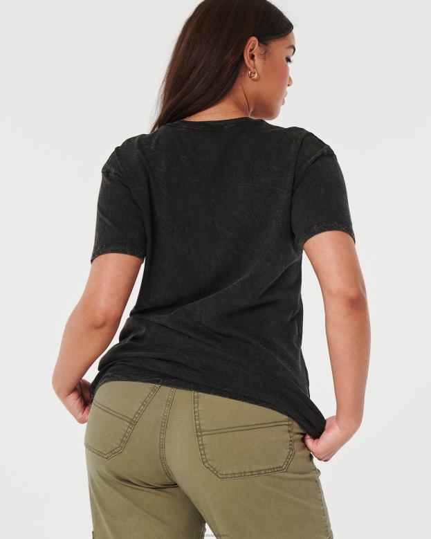 Tops Hollister Women Oversized Natural Wonder Graphic Tee 48820130 Black