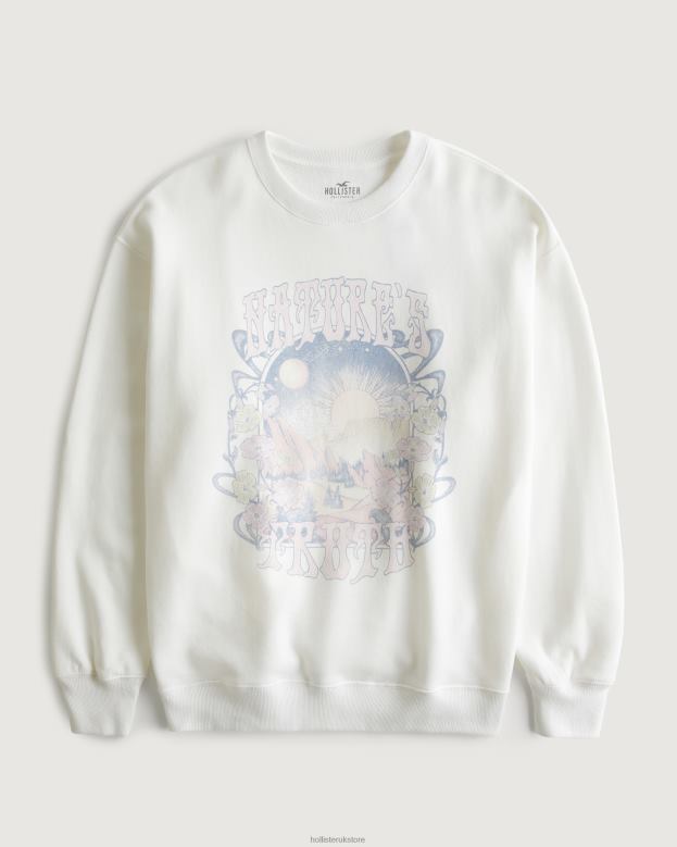 Tops Hollister Women Oversized Natures Truth Graphic Sweatshirt 48820132 White