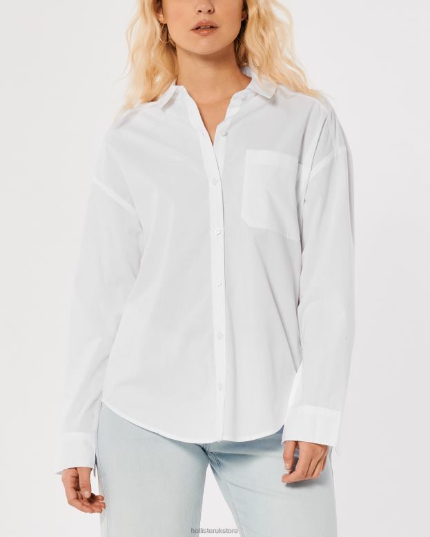 Tops Hollister Women Oversized Poplin Shirt 48820110 White