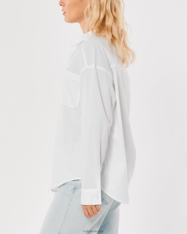 Tops Hollister Women Oversized Poplin Shirt 48820110 White