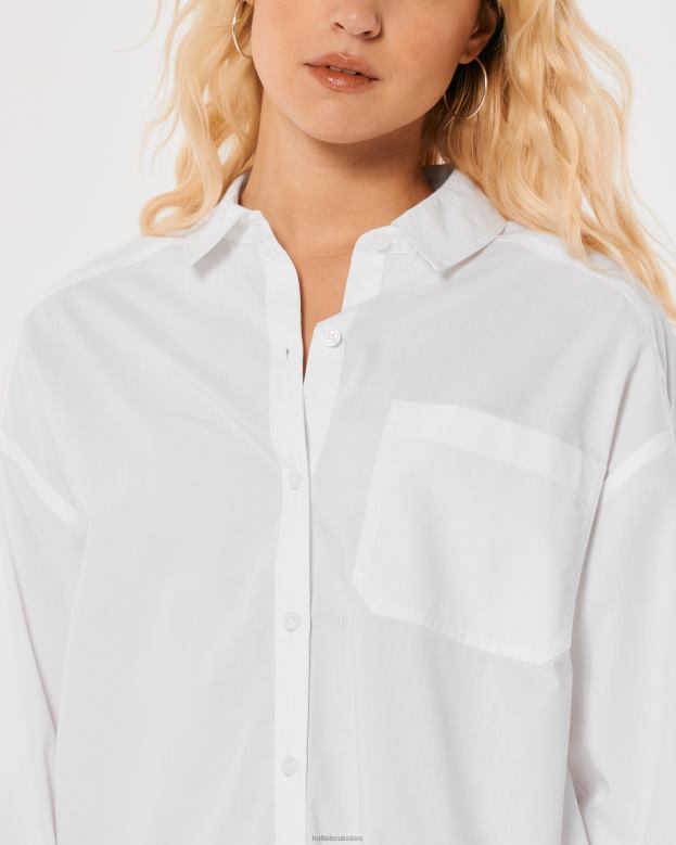 Tops Hollister Women Oversized Poplin Shirt 48820110 White