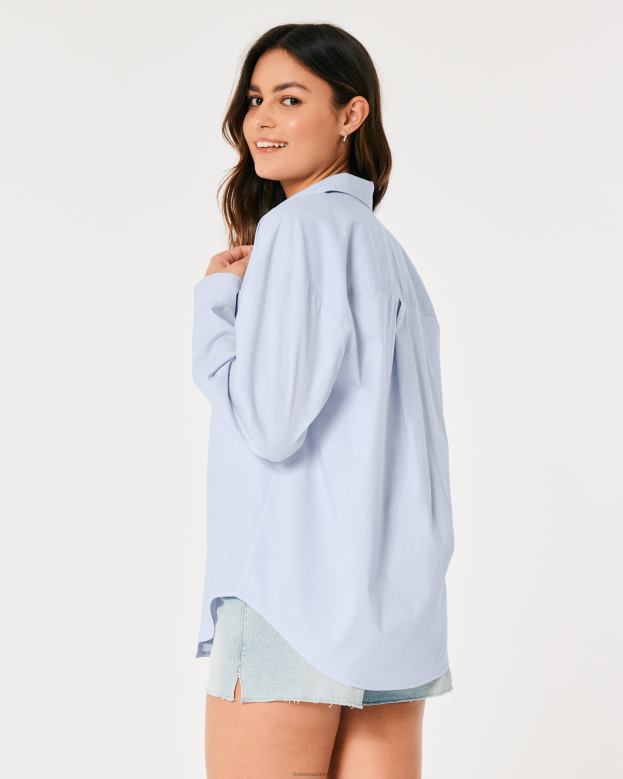 Tops Hollister Women Oversized Poplin Shirt 48820163 Light Blue