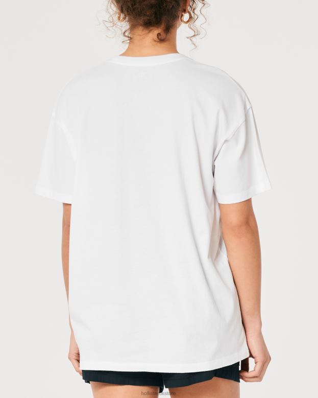 Tops Hollister Women Oversized San Diego Race Car Graphic Tee 48820358 White