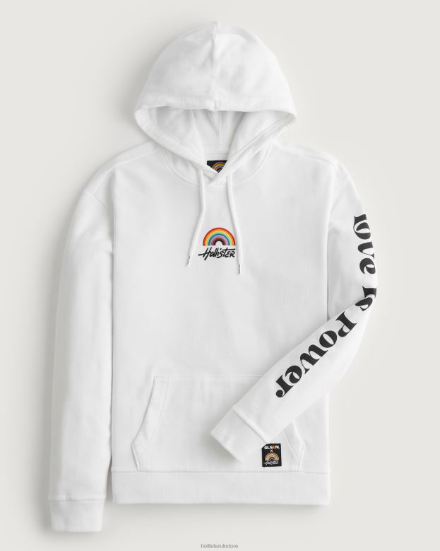 Tops Hollister Women Pride Relaxed Graphic Hoodie 48820342 White