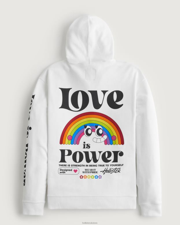 Tops Hollister Women Pride Relaxed Graphic Hoodie 48820342 White
