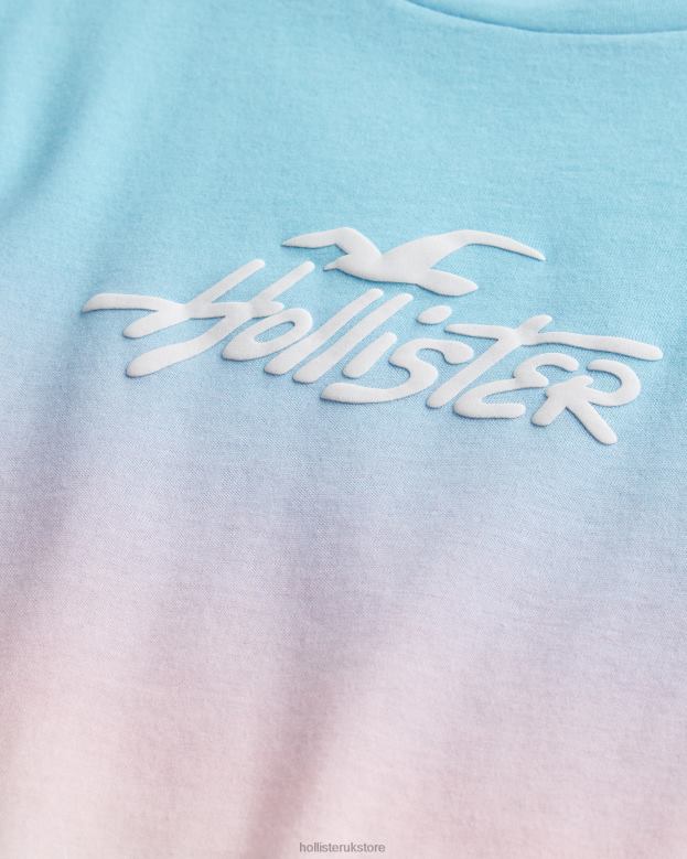 Tops Hollister Women Pride Relaxed Logo Graphic Tee 48820120 Light Blue Tie-Dye