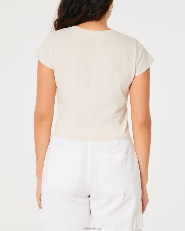 Tops Hollister Women Relaxed Costa Rica Graphic Baby Tee 48820359 Cream