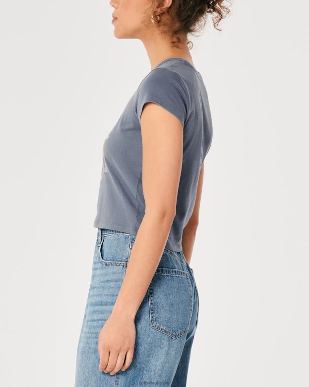 Tops Hollister Women Relaxed Give a Little Love Graphic Baby Tee 48820318 Navy