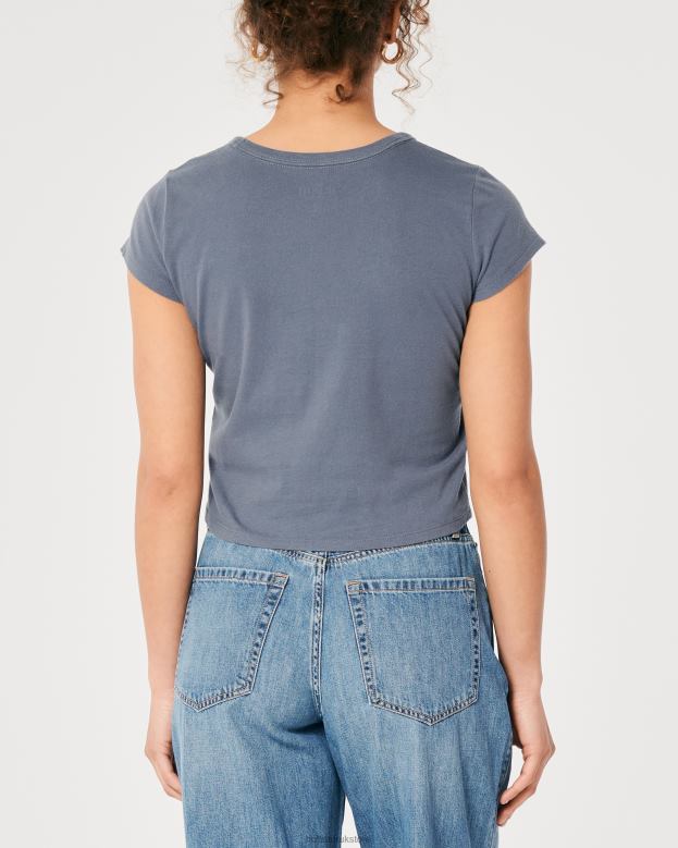 Tops Hollister Women Relaxed Give a Little Love Graphic Baby Tee 48820318 Navy
