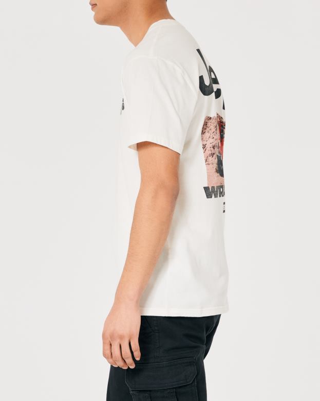 Tops Hollister Women Relaxed Jeep Graphic Tee 48820162 Off White-Jeep