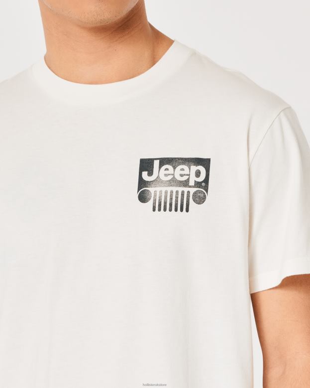 Tops Hollister Women Relaxed Jeep Graphic Tee 48820162 Off White-Jeep