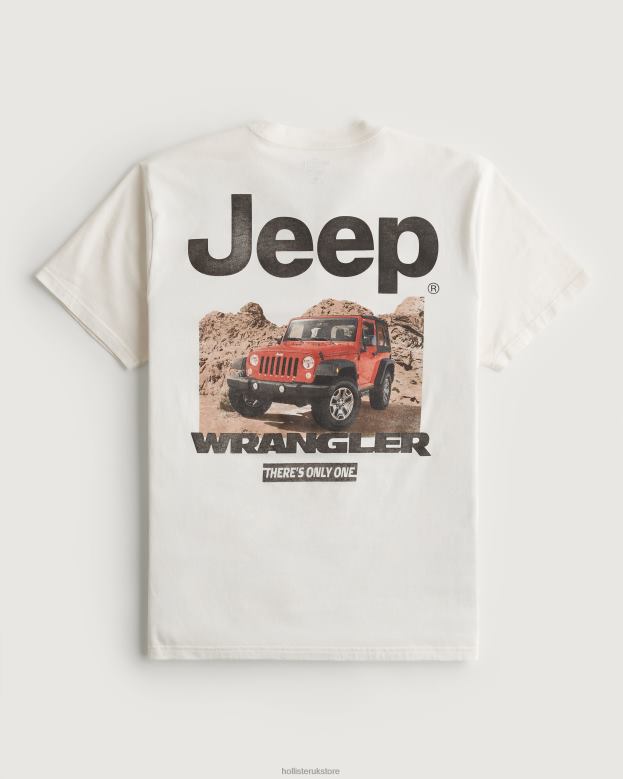 Tops Hollister Women Relaxed Jeep Graphic Tee 48820162 Off White-Jeep