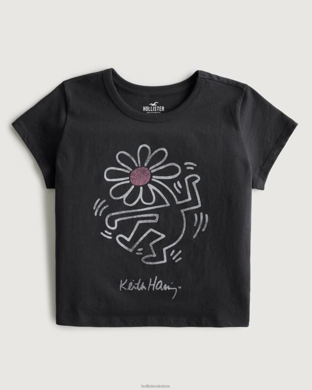 Tops Hollister Women Relaxed Keith Haring Art Graphic Tee 48820416 Black