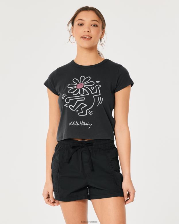 Tops Hollister Women Relaxed Keith Haring Art Graphic Tee 48820416 Black