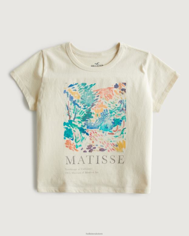 Tops Hollister Women Relaxed Matisse Art Graphic Tee 48820365 Cream