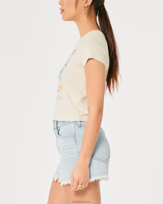 Tops Hollister Women Relaxed Matisse Art Graphic Tee 48820365 Cream