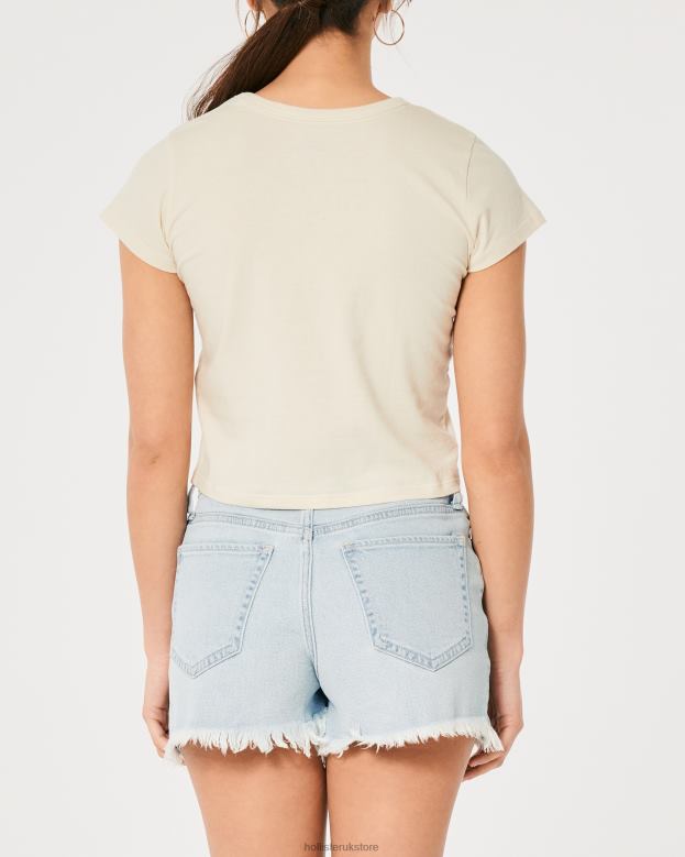 Tops Hollister Women Relaxed Matisse Art Graphic Tee 48820365 Cream