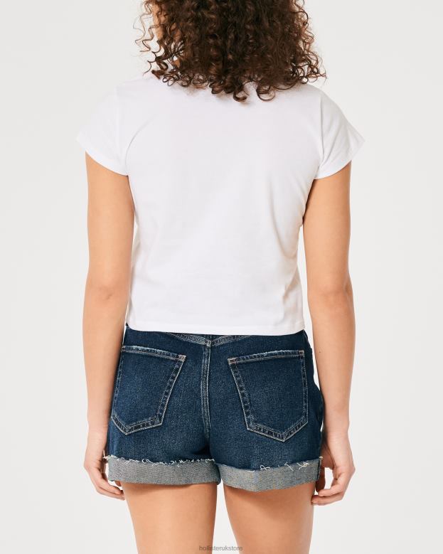 Tops Hollister Women Relaxed Palm Springs Graphic Baby Tee 48820333 White And Blue