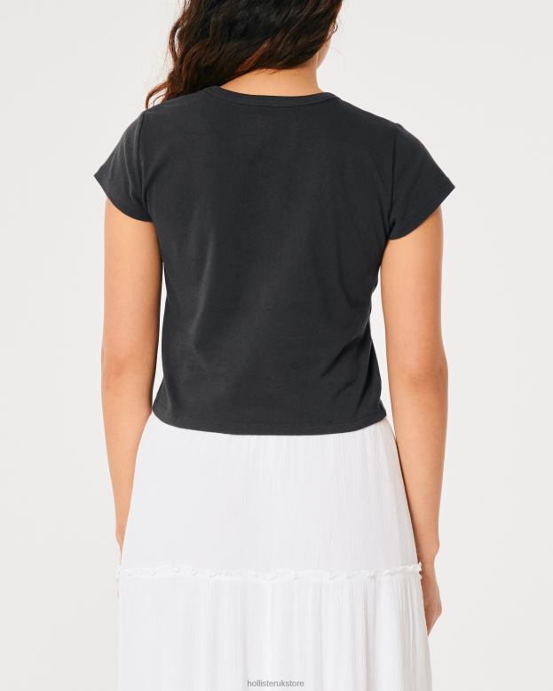 Tops Hollister Women Relaxed St Lucia Graphic Baby Tee 48820252 Dark Grey