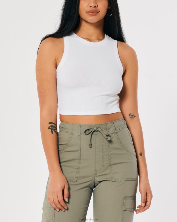 Tops Hollister Women Ribbed High-Neck Tank 4882017 White