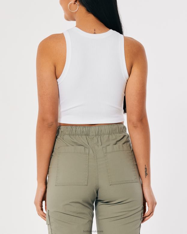Tops Hollister Women Ribbed High-Neck Tank 4882017 White
