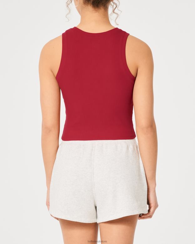 Tops Hollister Women Ribbed High-Neck Tank 48820192 Red Ribbed