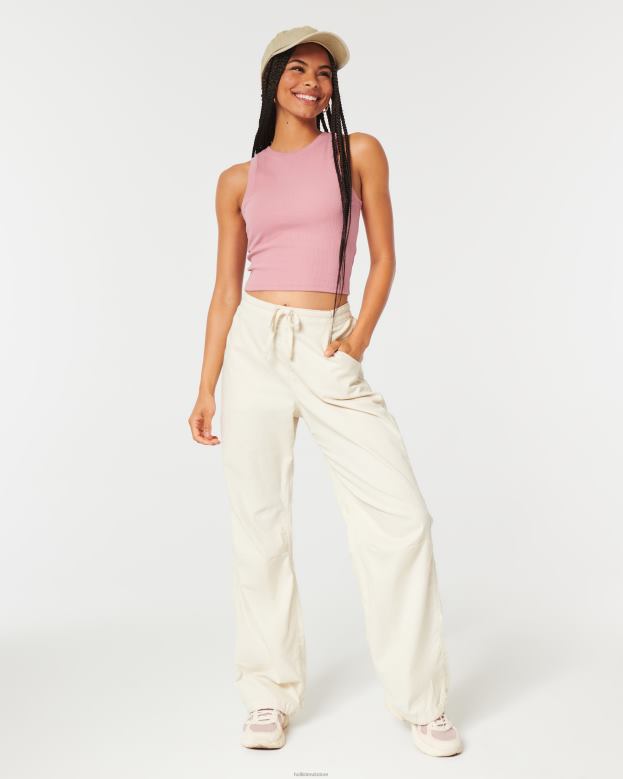Tops Hollister Women Ribbed High-Neck Tank 4882035 Pink