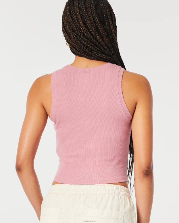 Tops Hollister Women Ribbed High-Neck Tank 4882035 Pink