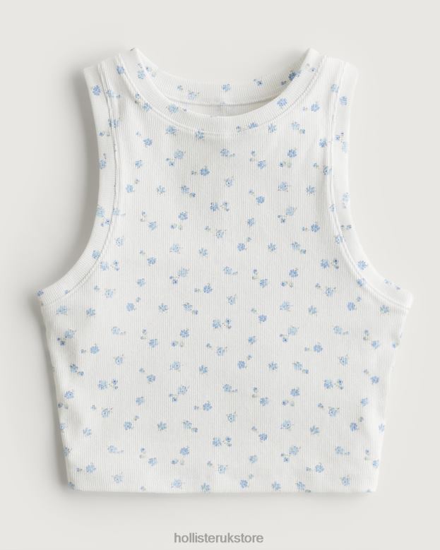 White With Blue Floral